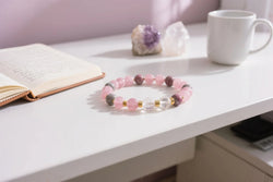 Manilla Cuarzo Rosa, Rodonita y Cuarzo Cristal - Amor y Sanación